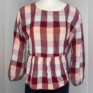 LOFT Plaid Peplum Blouse